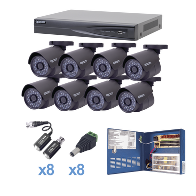 KIT 8 Camaras bala + DVR 8 canales EPCOM