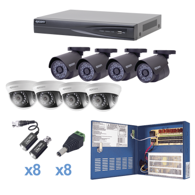 Kit de 4 camaras bala, 4 domos + DVR EPCOM